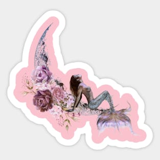 Mermaid Moon Pink Sticker